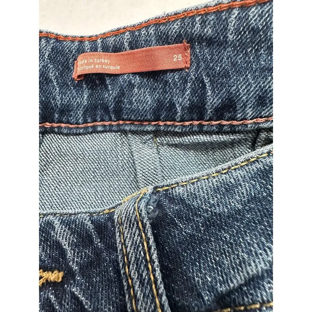 Pilcro Anthropologie High Rise Tapered Boyfriend Jeans Size 25 Medium Wash Denim